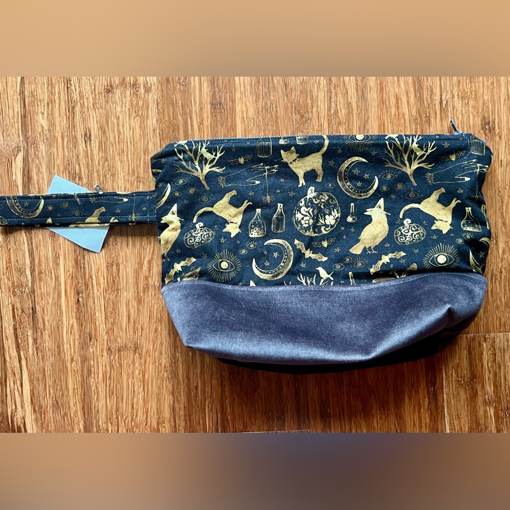 Witchy theme Navy Blue, Gray, & Gold Patterned Bag